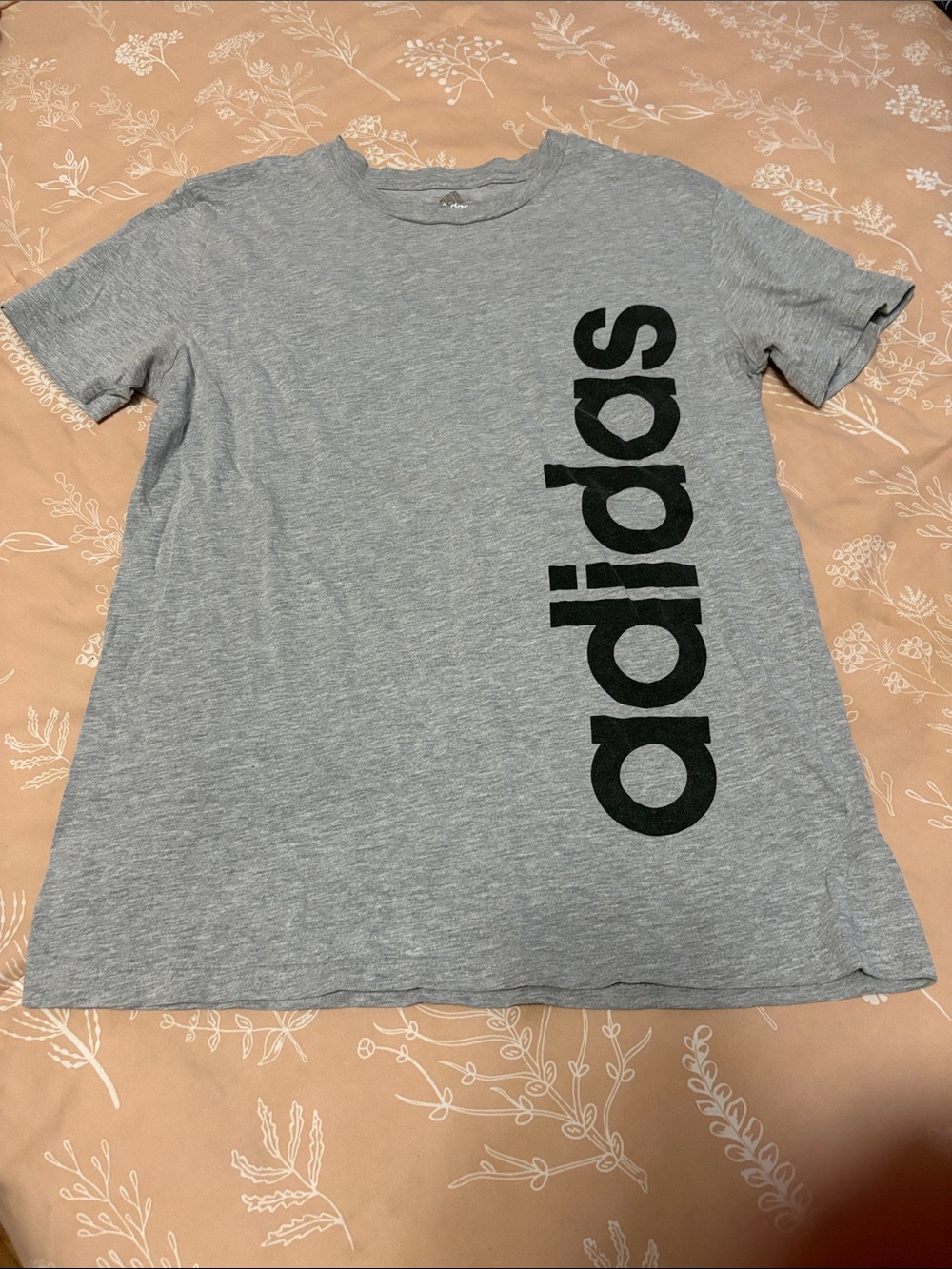 adidas Gray Tee with Vertical Black Logo